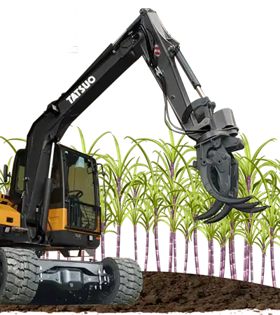 Excavator Tatsuo dengan Sugarcane Grabber
